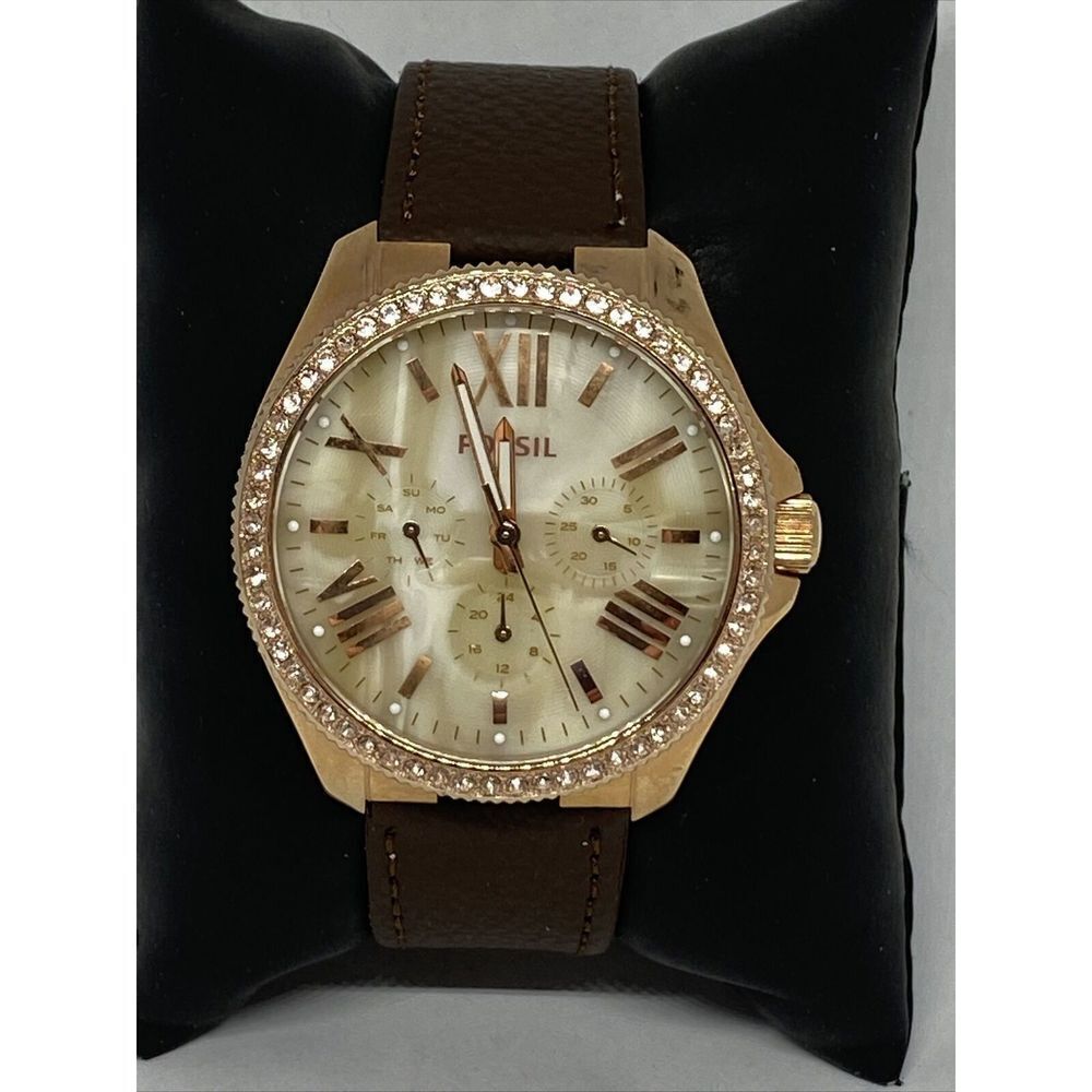 Fossil AM4616 Womens Brown Leather Analog Brown Dial Quartz Genuine Watch HK1000